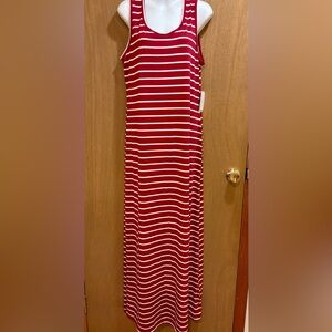 NWT LuLaRoe Dani Burgundy Striped Sleeveless Tank Maxi Dress Boho XL Stretchy